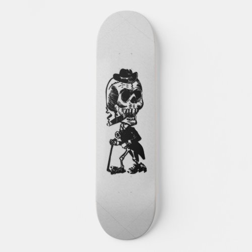 Cigar Smoking Cowboy Skeleton  Skate Board