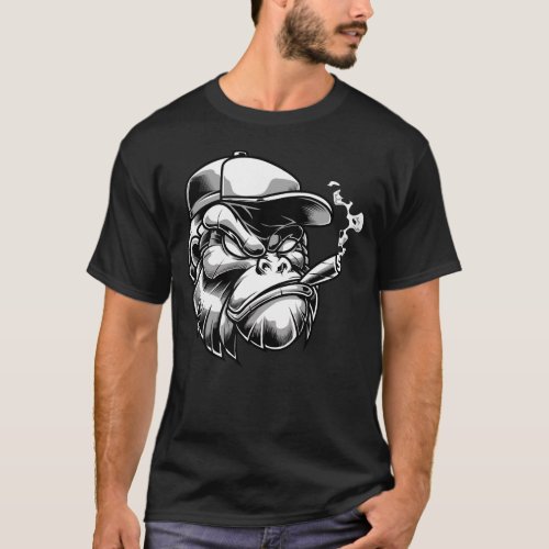 Cigar Smoking Gorilla Silverback Monkey Ape Gift T_Shirt