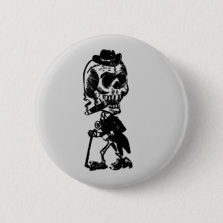 Cigar Smoking Skeleton Button