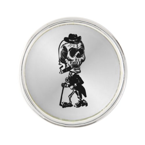 Cigar Smoking Skeleton Lapel Pin