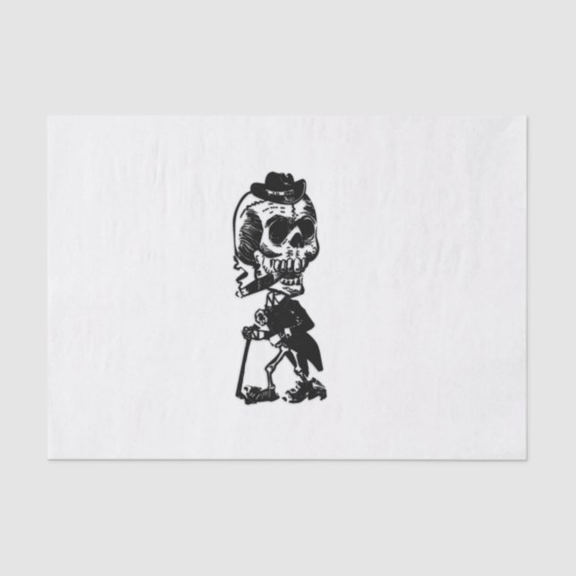 Cigar Smoking  Skeleton Tissue Paper (Front)