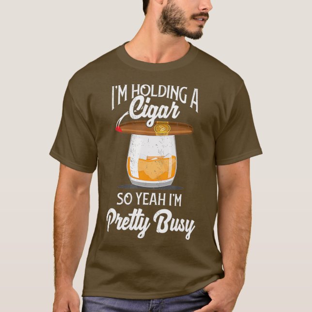 Cigar Smoking TShirt Smoking Whiskey Drinking (Front)
