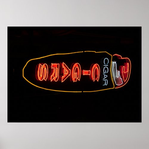 Cigar Store Neon Sign Poster