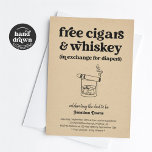 Cigar Whiskey Diaper Party Funny Men Dad Shower Invitation<br><div class="desc">Free Cigar & Whiskey (in exchange for diapers).  A fun diaper party invitation that puts the spotlight on...  cigar and whiskey!   Artwork is hand drawn.</div>