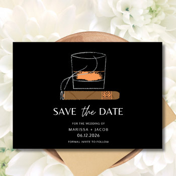 Cigar Whiskey Photo Wedding  Save The Date by stylelily at Zazzle