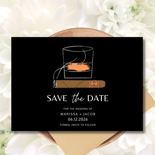 Cigar Whiskey Photo Wedding  Save The Date