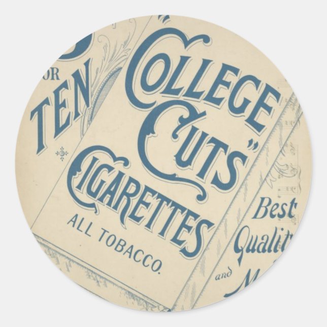 cigarette advertisement classic round sticker (Front)