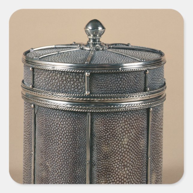 Cigarette box with shagreen sides, 1928 square sticker (Front)