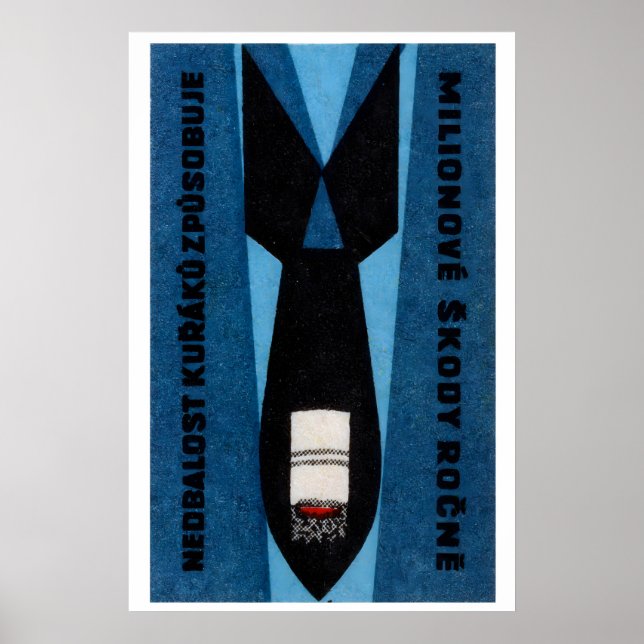 Cigarette Butt in Bomb - Matchbox Print - Czech (Front)