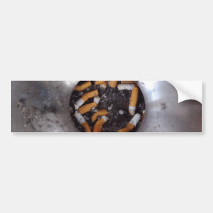 Cigarette Butts in Silver Smokers Ashtray, Funny Bumper Sticker