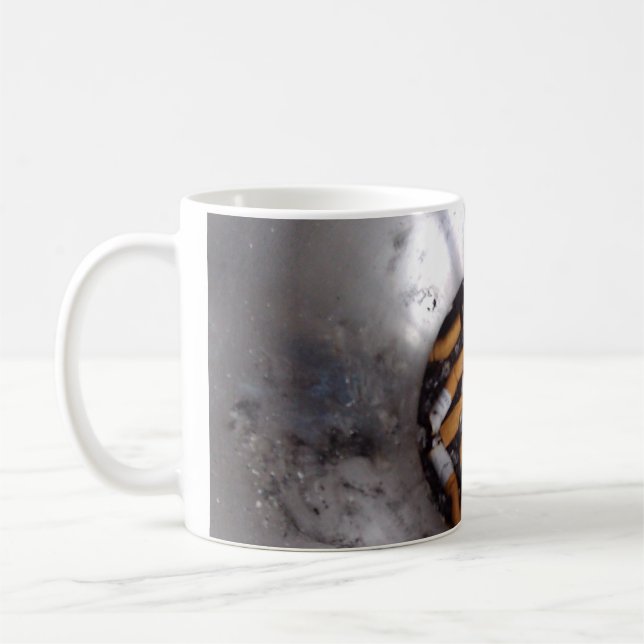 Cigarette Butts in Silver Smokers Ashtray, Funny Coffee Mug (Left)