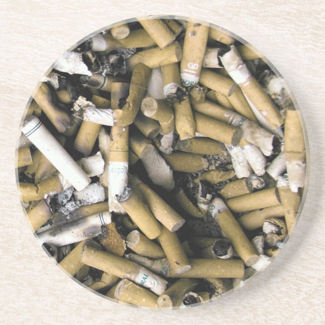 Cigarette Butts Sandstone Coaster (Front)