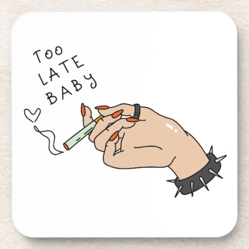 Cigarette in Hand Anti_Valentine Beverage Coaster
