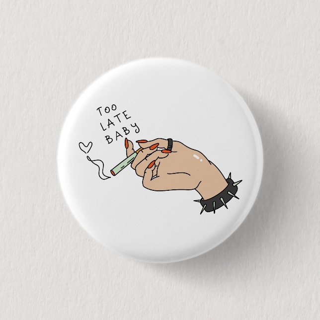 Cigarette in Hand Anti-Valentine Button (Front)