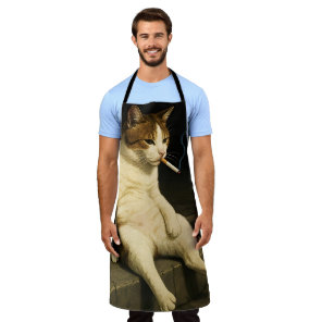 Cigarette Kitten Funny Smoking Cat Gen Z Meme Apron