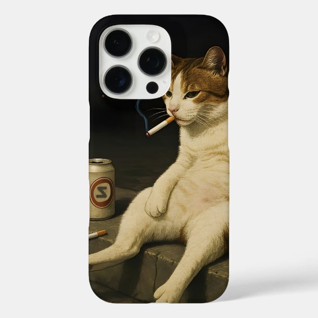 Cigarette Kitten Funny Smoking Cat Gen Z Meme Case-Mate iPhone Case (Back)