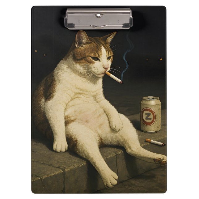 Cigarette Kitten Funny Smoking Cat Gen Z Meme Clipboard (Front)