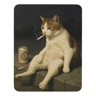 Cigarette Kitten Funny Smoking Cat Gen Z Meme Door Sign