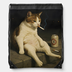 Cigarette Kitten Funny Smoking Cat Gen Z Meme Drawstring Bag