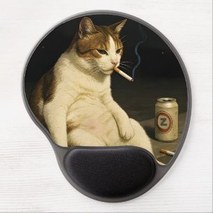 Cigarette Kitten Funny Smoking Cat Gen Z Meme Gel Mouse Pad