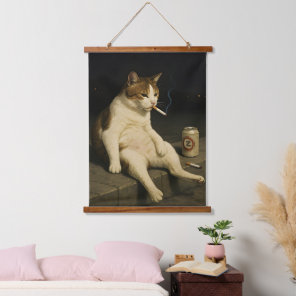 Cigarette Kitten Funny Smoking Cat Gen Z Meme Hanging Tapestry