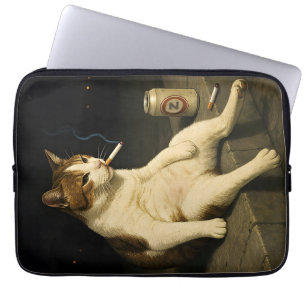 Cigarette Kitten Funny Smoking Cat Gen Z Meme Laptop Sleeve