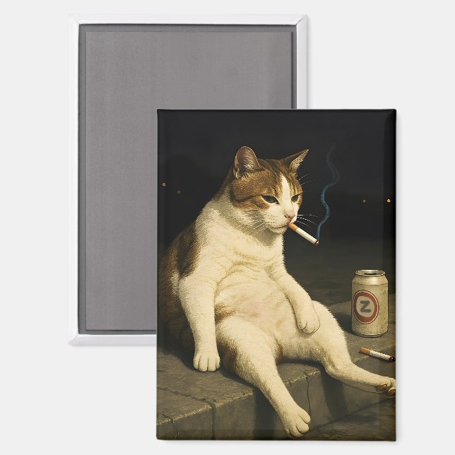 Cigarette Kitten Funny Smoking Cat Gen Z Meme Magnet (Front/Back)