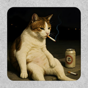 Cigarette Kitten Funny Smoking Cat Gen Z Meme Patch