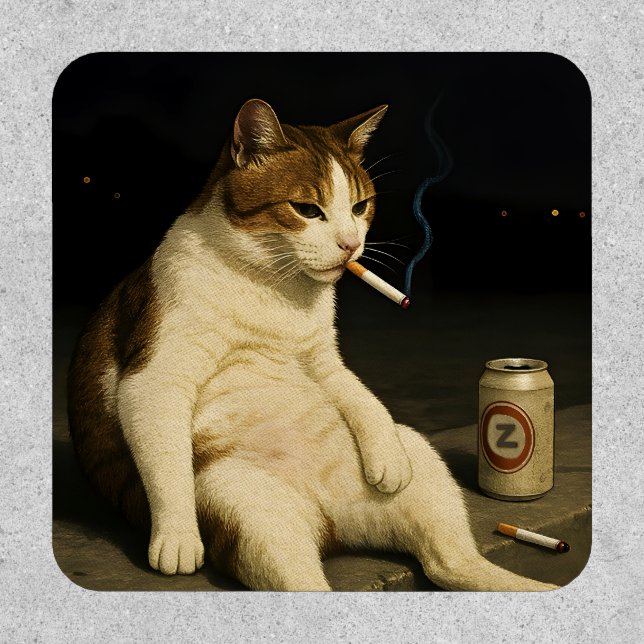 Cigarette Kitten Funny Smoking Cat Gen Z Meme Patch (Front)