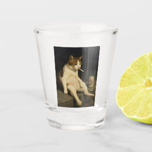 Cigarette Kitten Funny Smoking Cat Gen Z Meme Shot Glass
