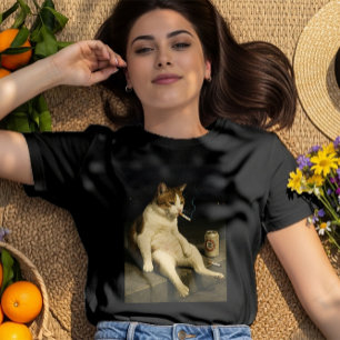 Cigarette Kitten Funny Smoking Cat Gen Z Meme T-Shirt