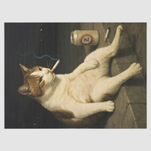 Cigarette Kitten Funny Smoking Cat Gen Z Meme Tissue Paper