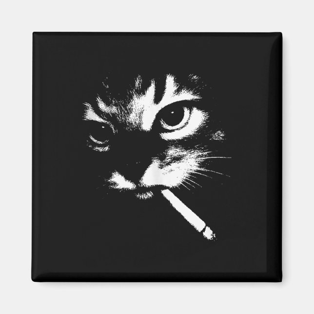 Cigarette Kitten Funny Smoking Cat Meme Gangster C Magnet (Front)