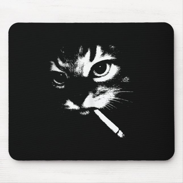 Cigarette Kitten Funny Smoking Cat Meme Gangster C Mouse Pad (Front)