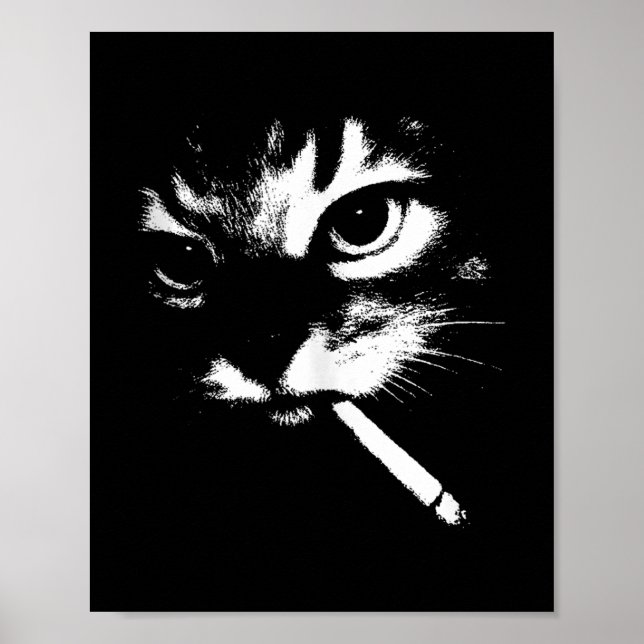 Cigarette Kitten Funny Smoking Cat Meme Gangster C Poster (Front)