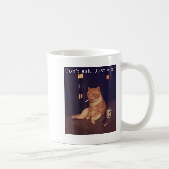 Cigarette Kitten Funny Smoking Cat Meme Stud Brain Coffee Mug (Right)