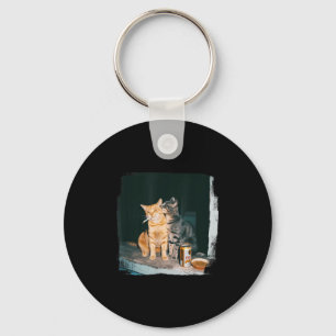 Cigarette Kitten Funny Smoking Cat Meme Stud Brain Keychain