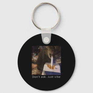 Cigarette Kitten Funny Smoking Cat Meme Stud Brain Keychain
