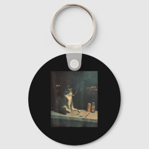 Cigarette Kitten Funny Smoking Cat Meme Stud Brain Keychain