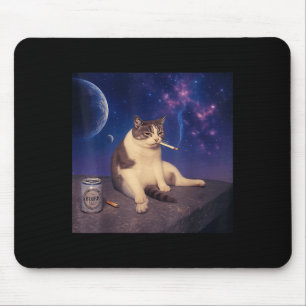 Cigarette Kitten Funny Smoking Cat Meme Stud Brain Mouse Pad