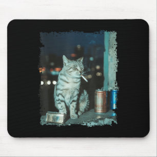 Cigarette Kitten Funny Smoking Cat Meme Stud Brain Mouse Pad