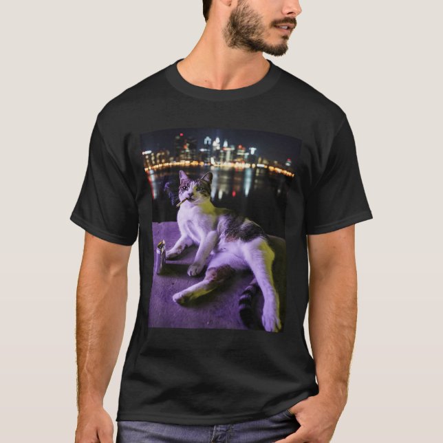 Cigarette Kitten Funny Smoking Cat Meme Stupid Bra T-Shirt (Front)
