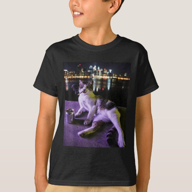 Cigarette Kitten Funny Smoking Cat Meme Stupid Bra T-Shirt (Front)