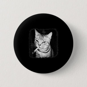 Cigarette Kitten Gang Cat Smoking Cigarette Funny  Button