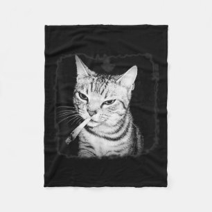 Cigarette Kitten Gang Cat Smoking Cigarette Funny Fleece Blanket