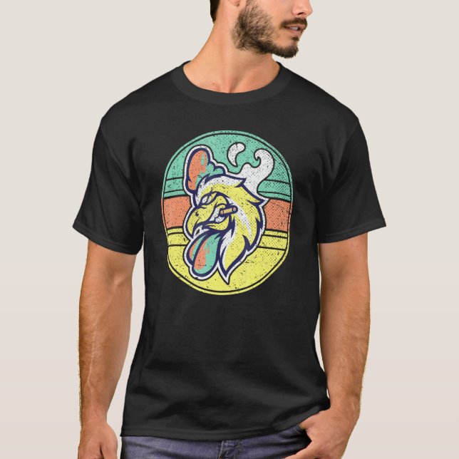 Cigarette Smoker Rooster Farmer Farm Animal Chicke T-Shirt (Front)