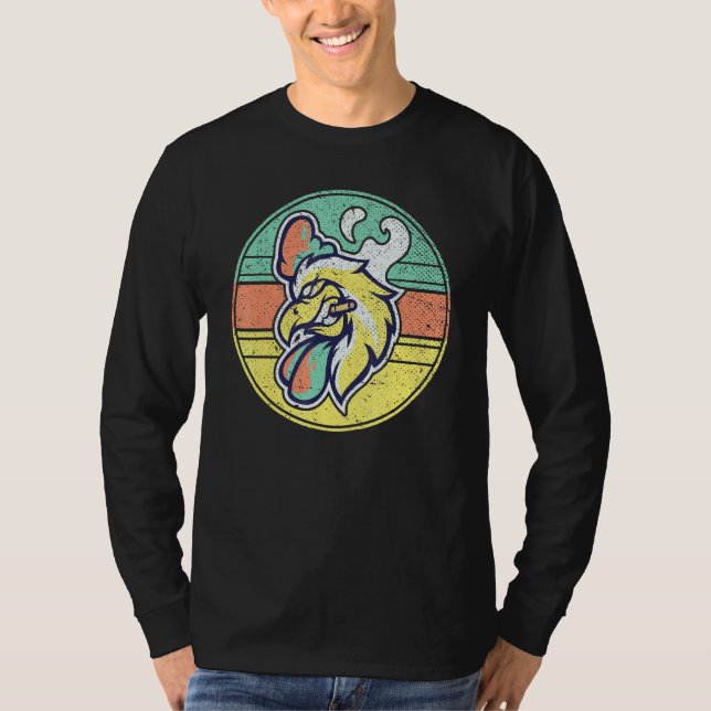 Cigarette Smoker Rooster Farmer Farm Animal Chicke T-Shirt (Front)