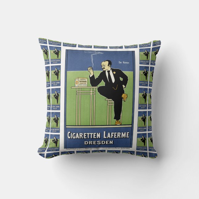 Cigaretten Laferme Throw Pillow (Front)