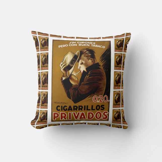 Cigarillos Privados Throw Pillow (Front)