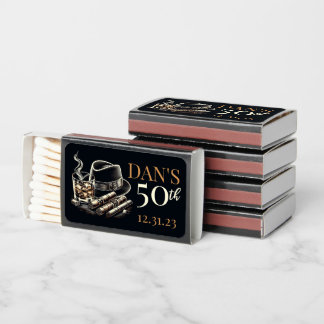 Cigars and Bourbon Birthday Matchboxes